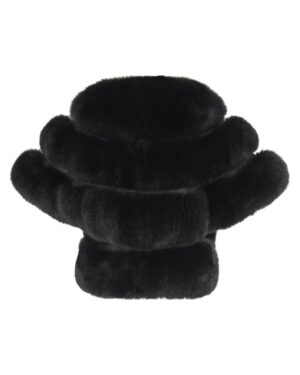 Futro naturalne w kolorze czarnym z miękkim futrzanym kołnierzem i eleganckim krojem