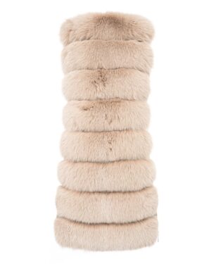 Kamizelka futrzana w jasnym odcieniu, z miękkim futrzanym wykończeniem i eleganckim krojem, idealne na zimowe dni